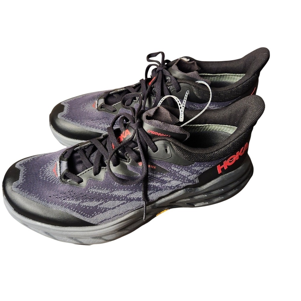 Hoka Speedgoat 5 GTX Mens 9.5 Black Purple Gore-Tex Trail Running Shoes 1127912